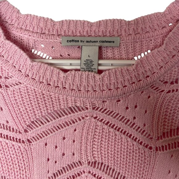 Cotton by Autumn Cashmere pink knit sweater size L - Picture 3 of 4
